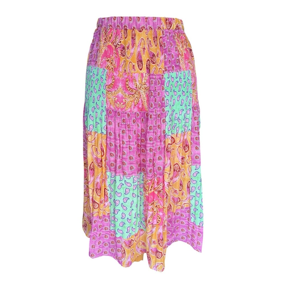 Skirt Maxi Sunny Leigh Floral Paisley Patchwork Boho Chic Cottagecore Size L